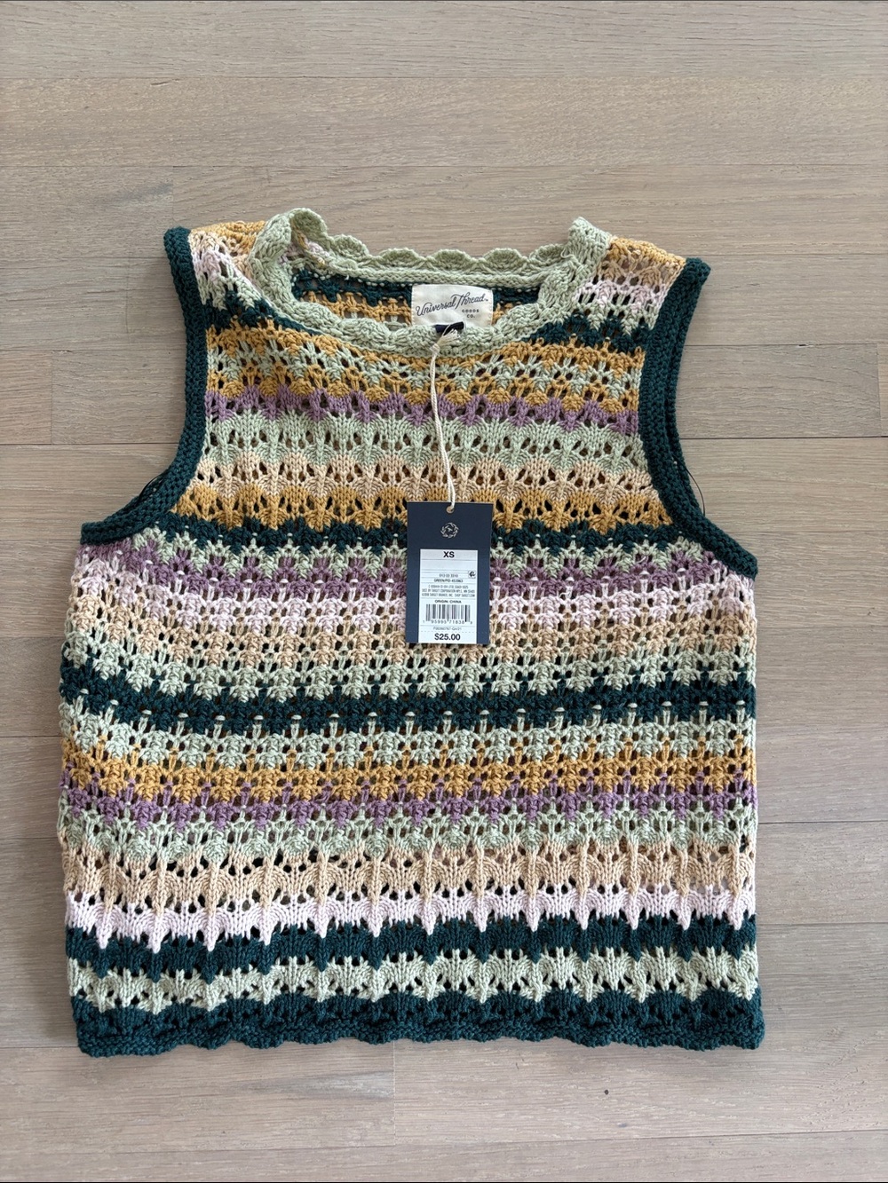 Multicolor Crochet Tank Sweater - XS